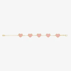David Charles Jewellery*Girls Gold & Pink Heart Bracelet