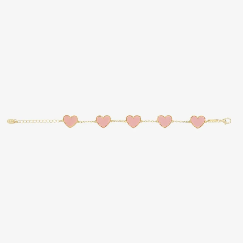 David Charles Jewellery*Girls Gold & Pink Heart Bracelet