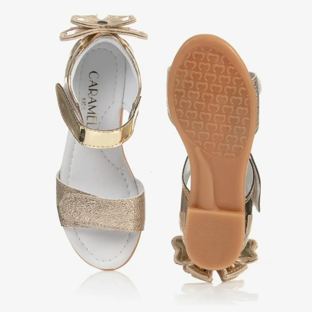 Caramelo Kids Sandals|Sandals*Girls Gold Bow Sandals