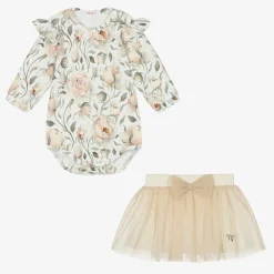 Sofija Outfit Sets*Girls Gold Cotton Skirt Set