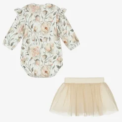 Sofija Outfit Sets*Girls Gold Cotton Skirt Set