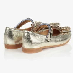 Caramelo Kids Bar Shoes*Girls Gold Faux Leather Pumps