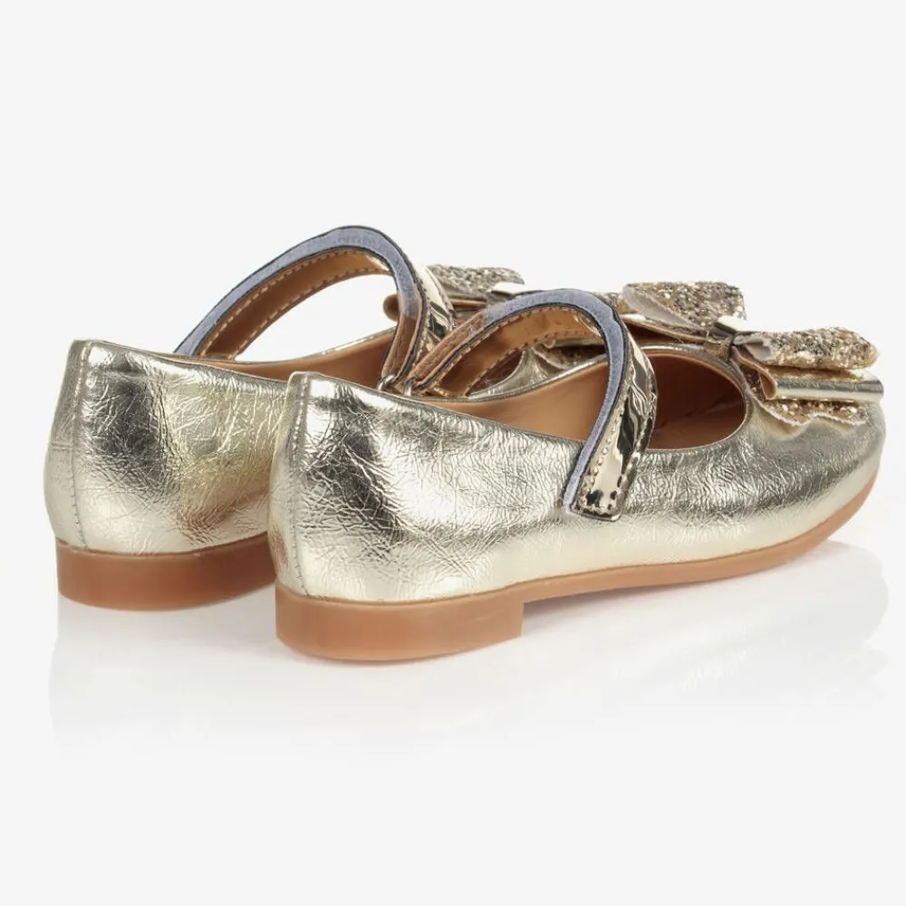 Caramelo Kids Bar Shoes*Girls Gold Faux Leather Pumps