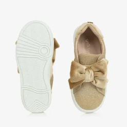 Angels Face Trainers|Trainers*Girls Glitter & Velour Trainers Gold