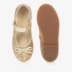 Naturino Bar Shoes|Bar Shoes*Girls Gold Glitter Ballerina Pumps