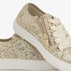 Sevva Trainers|Trainers*Girls Gold Glitter Lace-Up Trainers