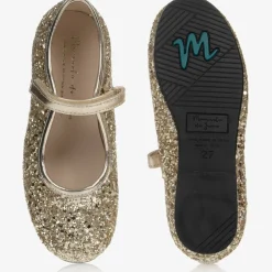 Manuela de Juan Bar Shoes|Bar Shoes*Girls Gold Glitter Shoes