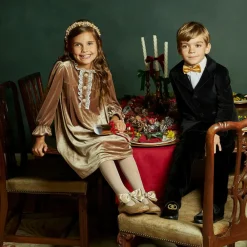 Childrens Classics Bar Shoes*Girls Gold Glitter T-Bar Shoes