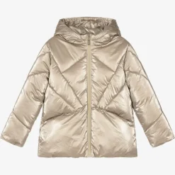 Mayoral Coats & Jackets*Girls Gold Hooded Puffer Jacket