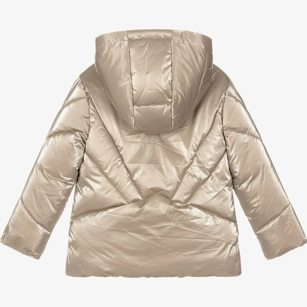 Mayoral Coats & Jackets*Girls Gold Hooded Puffer Jacket