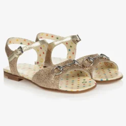 Gucci Sandals*Girls Gold Horsebit Sandals