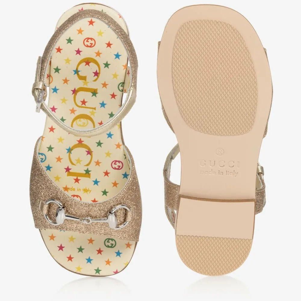 Gucci Sandals*Girls Gold Horsebit Sandals