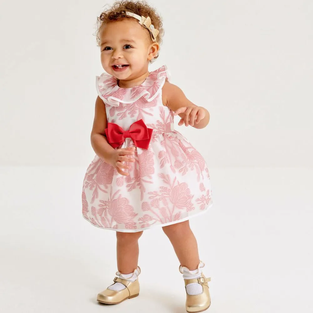 Childrens Classics Bar Shoes*Girls Gold Leather Bow Shoes