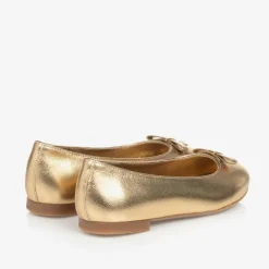 Dolce amp; Gabbana Pumps & Ballerinas|Pumps & Ballerinas*Girls Gold Leather DG Ballerina Pumps