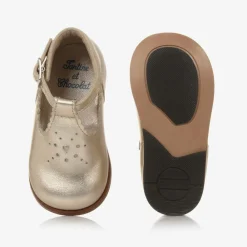 Tartine et Chocolat First Walkers|First Walkers*Girls Gold Leather First Walker Shoes