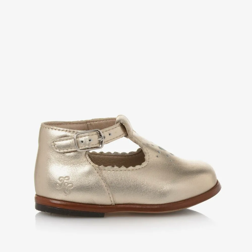 Tartine et Chocolat First Walkers|First Walkers*Girls Gold Leather First Walker Shoes