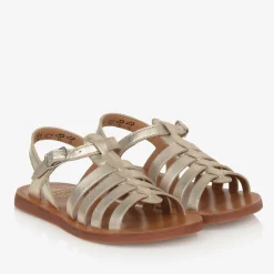 Pom dApi Sandals|Sandals*Girls Gold Leather Sandals