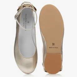 Childrens Classics Bar Shoes|Bar Shoes*Girls Gold Leather Shoes