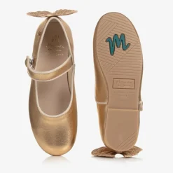 Manuela de Juan Bar Shoes|Bar Shoes*Girls Gold Leather Shoes
