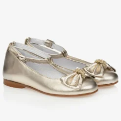 Childrens Classics Bar Shoes|Bar Shoes*Girls Gold Leather Shoes
