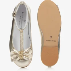 Childrens Classics Bar Shoes|Bar Shoes*Girls Gold Leather Shoes