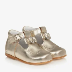 Childrens Classics Traditional Shoes|Bar Shoes*Girls Gold Leather Shoes