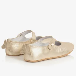 Marie-Chantal Bar Shoes*Girls Gold Leather Shoes