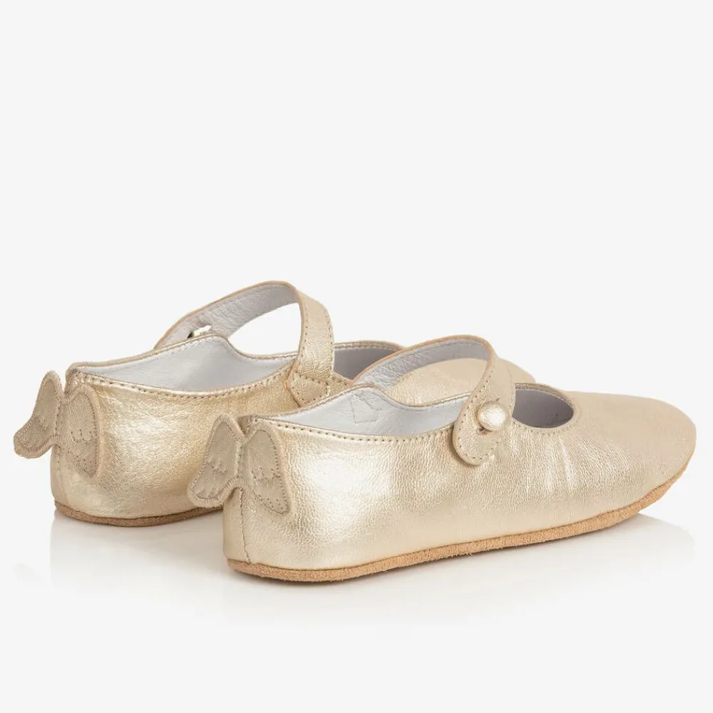 Marie-Chantal Bar Shoes*Girls Gold Leather Shoes