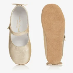 Marie-Chantal Bar Shoes*Girls Gold Leather Shoes