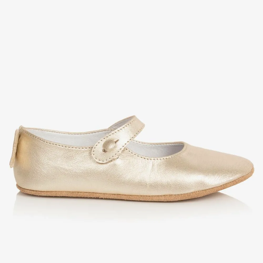 Marie-Chantal Bar Shoes*Girls Gold Leather Shoes