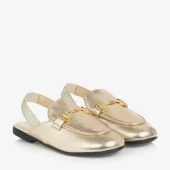 Naturino Loafers & Moccasins|Loafers & Moccasins*Girls Gold Leather Slingback Loafers