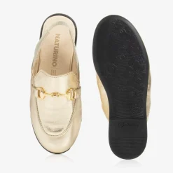 Naturino Loafers & Moccasins|Loafers & Moccasins*Girls Gold Leather Slingback Loafers