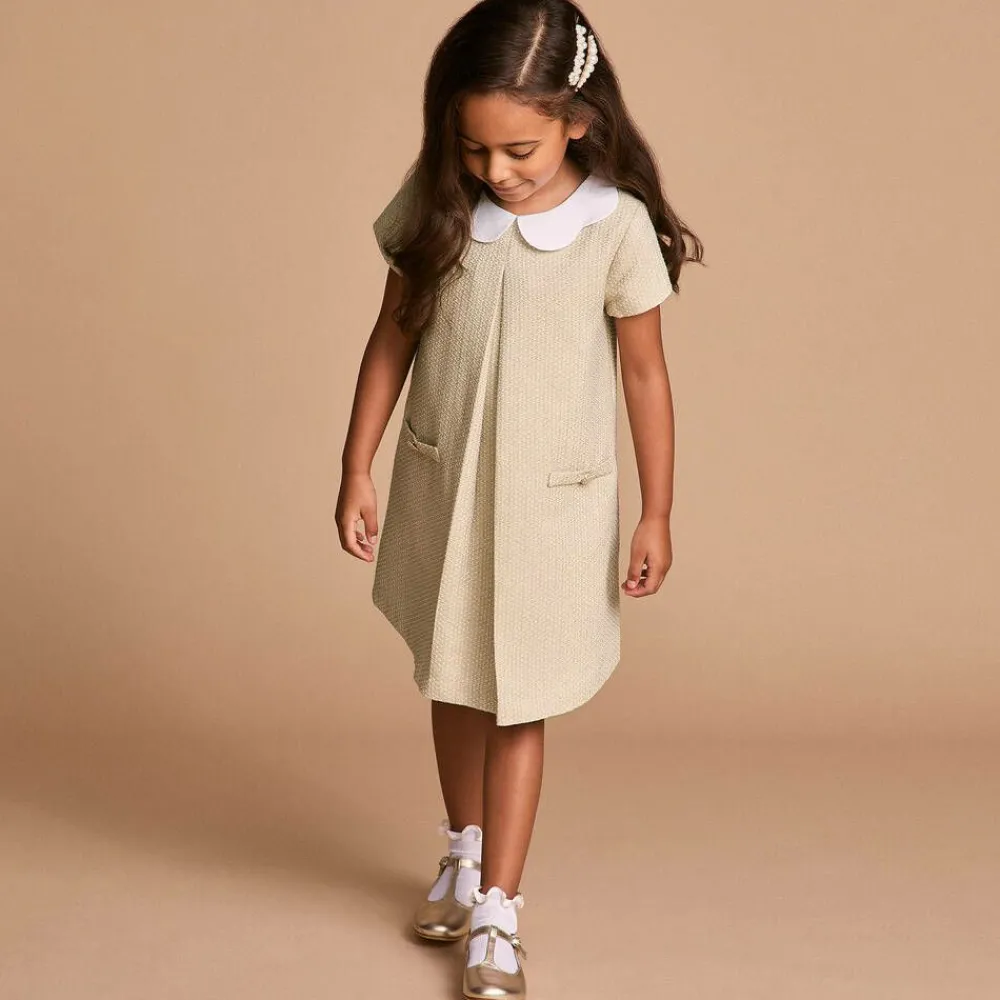 Beatrice amp; George Traditional Shoes|Bar Shoes*Girls Gold Leather T-Bar Shoes