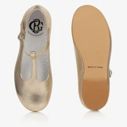 Beatrice amp; George Traditional Shoes|Bar Shoes*Girls Gold Leather T-Bar Shoes