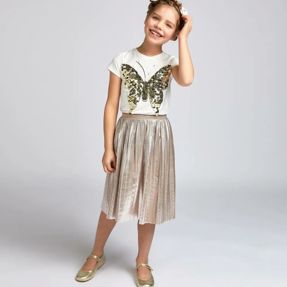 Childrensalon Occasions Skirts*Girls Gold Pleated Skirt