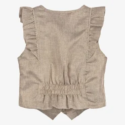 Le Chic Tops*Girls Gold Ruffle Waistcoat