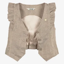 Le Chic Tops*Girls Gold Ruffle Waistcoat
