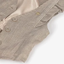 Le Chic Tops*Girls Gold Ruffle Waistcoat