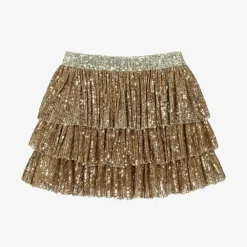 Phi Clothing Gifts|Skirts*Girls Gold Sequin Tulle Ruffle Skirt