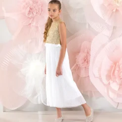 Patachou Trousers*Girls Gold Sequins & Pleats Jumpsuit