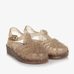 Mini Melissa Jelly Shoes|Jelly Shoes*Girls Gold Star Glitter Jelly Sandals