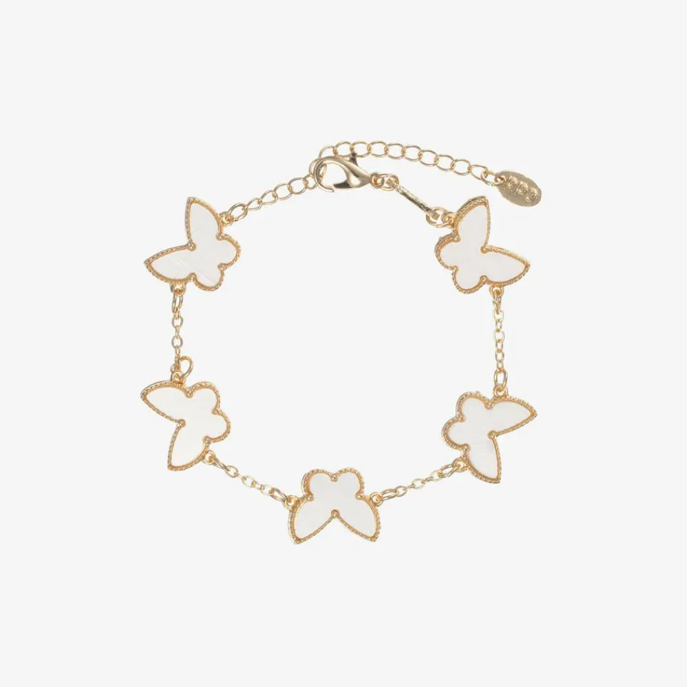 David Charles Jewellery*Girls Gold Tone Ivory Butterfly Bracelet