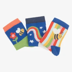 Frugi Socks|Socks*Girls Green & Blue Cotton Socks (3 Pack)