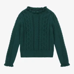 Abel amp; Lula Tops*Girls Green Cable Knit Sweater