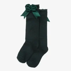 Carlomagno Socks*Girls Green Cotton Knee Length Socks