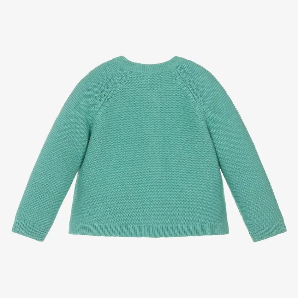 Frugi Tops*Girls Green Cotton Knit Giraffe Cardigan