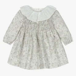 Pureté Du... Bébé Dresses*Girls Green Floral Cotton Dress