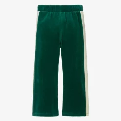 Mini Rodini Trousers*Girls Green Striped Velour Joggers