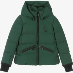 Moncler Enfant Snowwear*Girls Green Suisses Down Ski Jacket