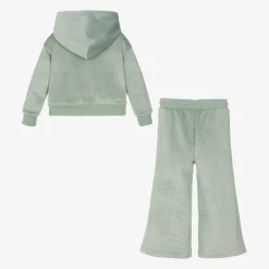 Calvin Klein Outfit Sets*Girls Green Velour Trouser Set